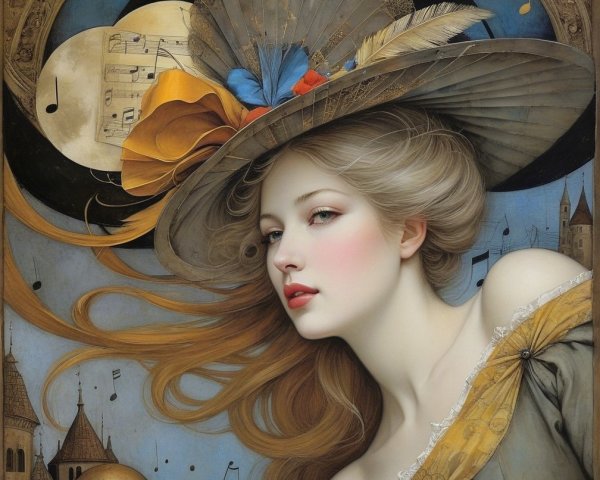Portrait of a Young Woman in a Lavish Hat