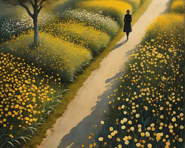Pathway Through Vibrant Fields of Yellow Flowers