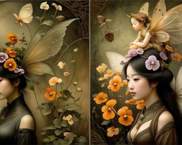 Ethereal Portraits of a Woman with Flowers and Butterflies