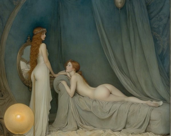 Two Female Figures in a Serene, Intimate Setting