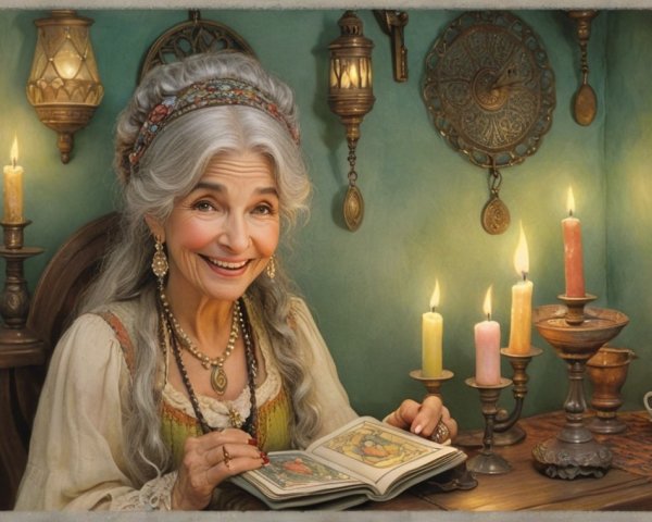 Elderly Woman Reading in a Cozy Vintage Setting