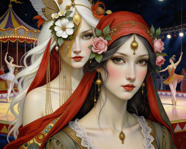 Close-up of Two Women in an Auditorium Setting