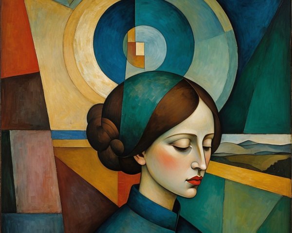 Stylized Profile Portrait with Abstract Background