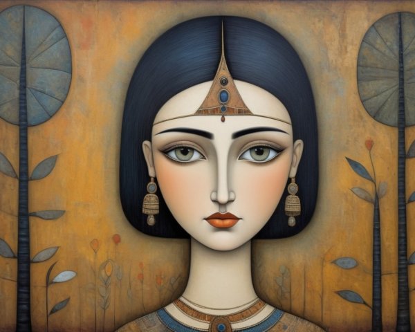 Artistic depiction of a woman with symmetrical features