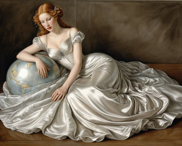 Ultra-realistic oil painting of a red-haired woman