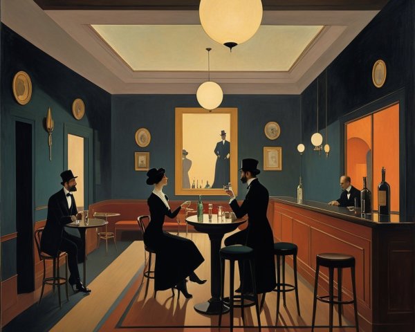 Elegant Bar Scene with Vintage Attire and Atmosphere