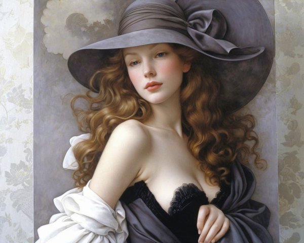 Portrait of a Young Woman in a Wide-Brimmed Hat