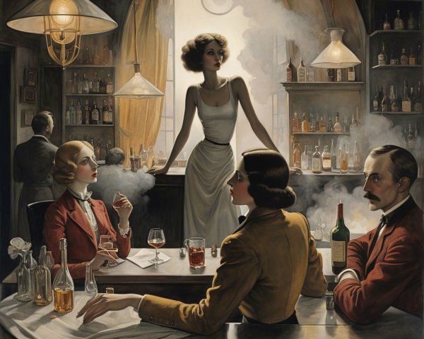 Glamorous Speakeasy Scene with Vintage Atmosphere