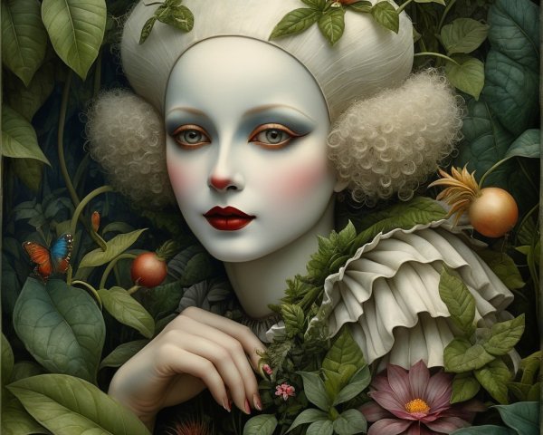 Surreal Portrait of a Pale Figure Amidst Nature