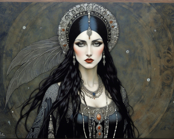 Digital Painting of a Woman in Elegant Jewelry