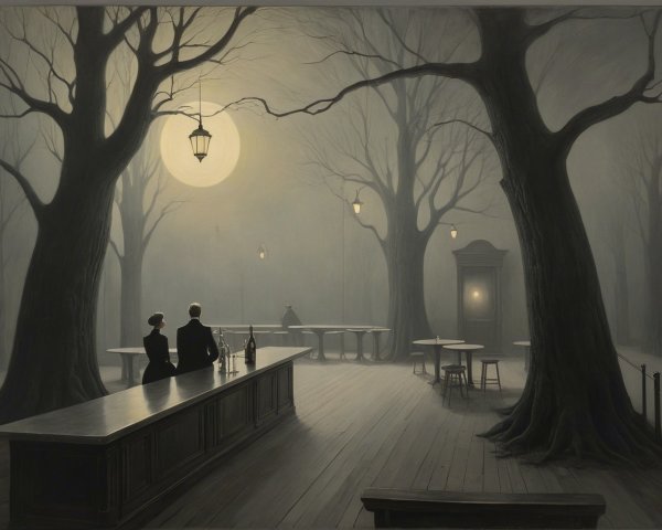 Fantastical Outdoor Bar Surrounded by Bare Trees