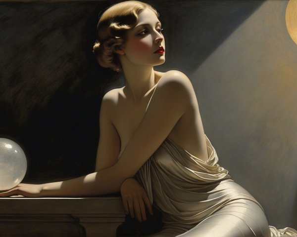 Glamorous Woman in Elegant Gown with Vintage Beauty
