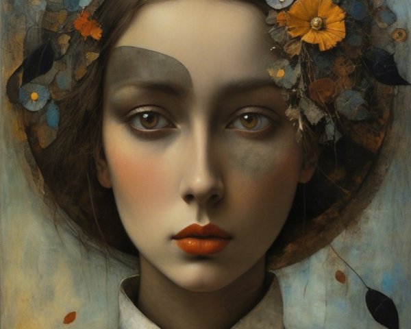Portrait of a Young Woman with Floral Headdress