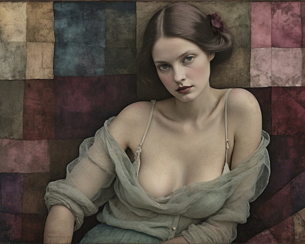 Headshot of a Woman with Dark Hair and Sheer Top