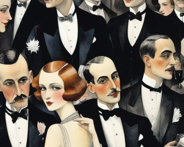 1920s Stylish Gathering with Elegant Attire