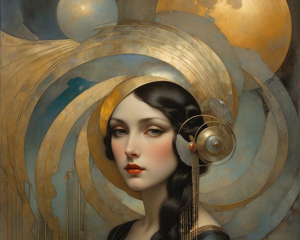 Striking Woman with Braided Hair in Ethereal Artwork