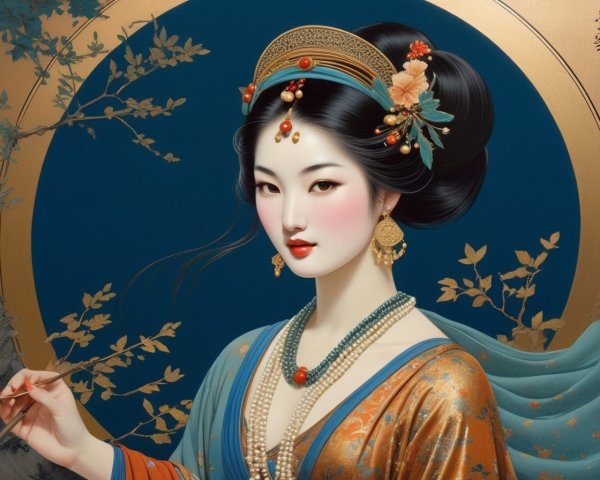 Illustration of a Woman in Traditional Attire