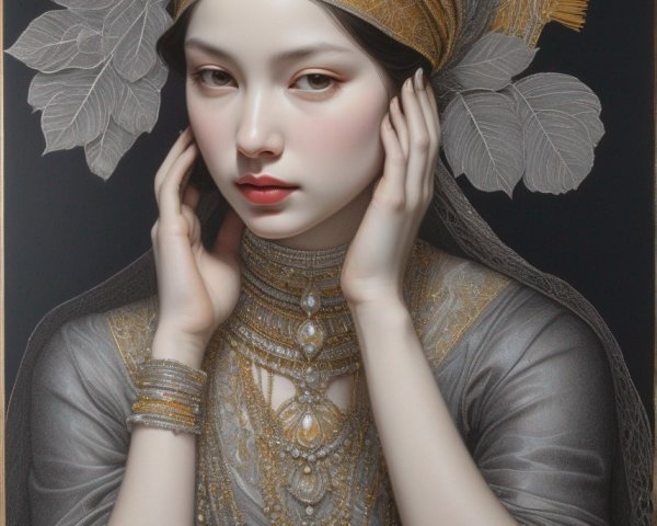 Portrait of a Young Woman in Elaborate Headdress