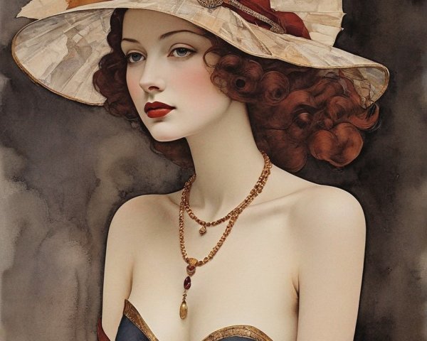Portrait of a woman with red hair and autumn attire