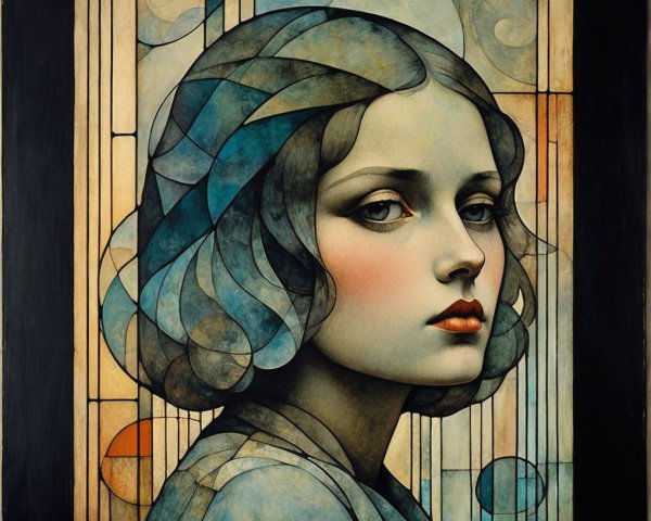 Stylized Portrait of a Young Woman with Vintage Aesthetic