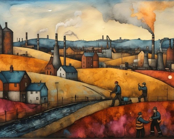 Vibrant Industrial Landscape with Nature and Industry