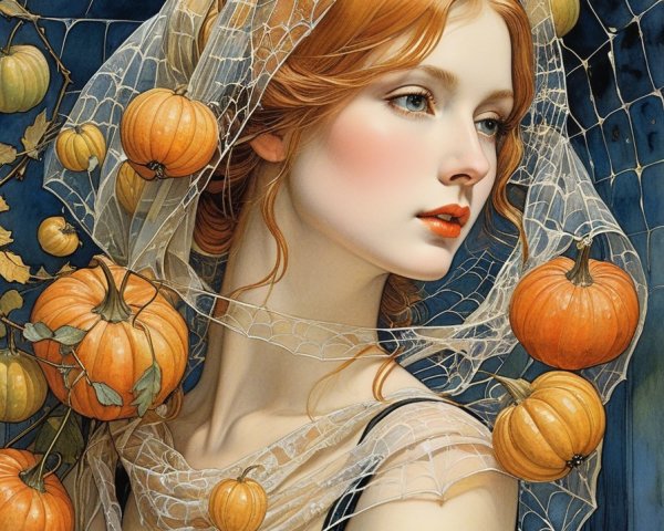 Young woman with red hair in autumn setting