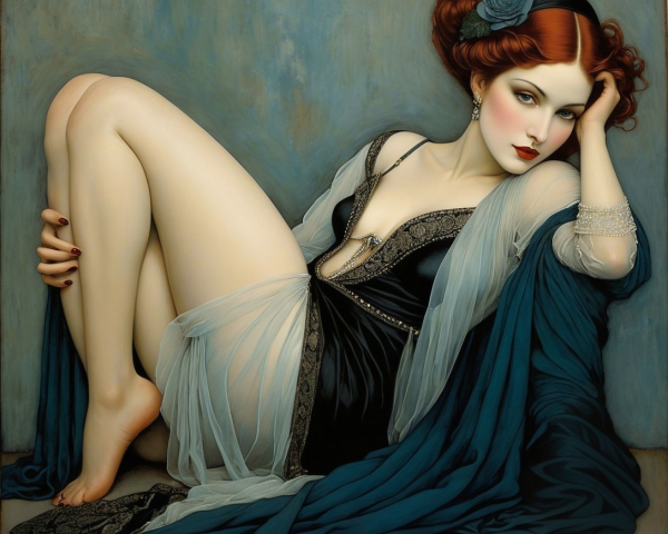 Neoclassical Portrait of a Woman with Red Hair