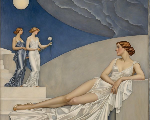 Elegantly Dressed Women in Ethereal Atmosphere