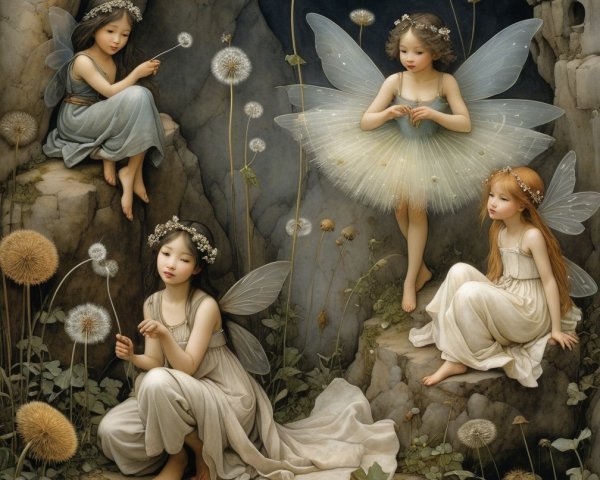 Ethereal Fairies in a Mystical Forest Gathering