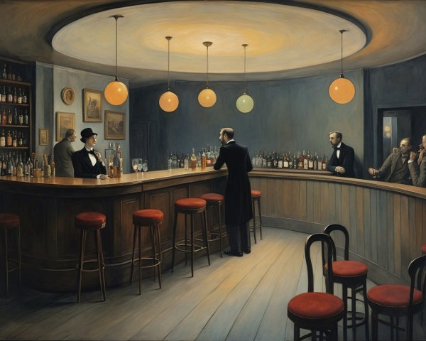 Vintage Bar Interior with Elegant Atmosphere and Lighting