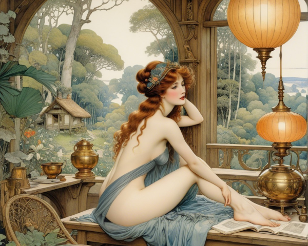 Elegant Woman by Window in Serene Room Setting