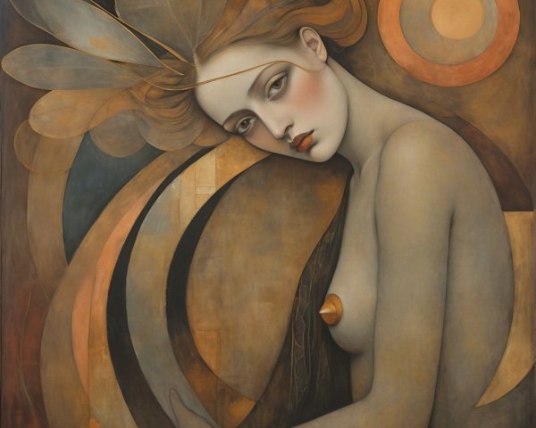 Ethereal Female Figure with Abstract Elements in Art