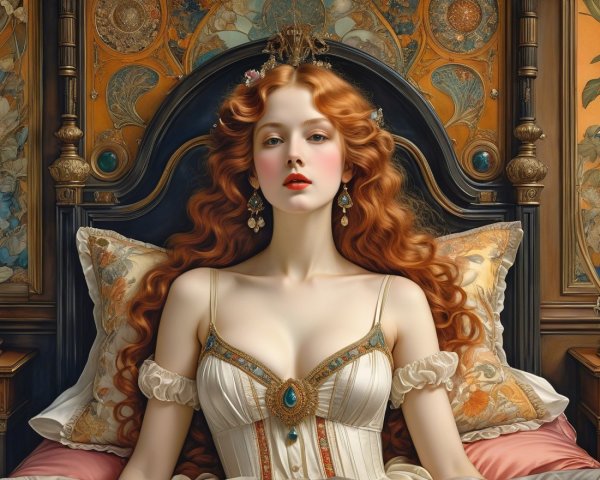 Elegant Woman with Red Hair in Luxurious Setting