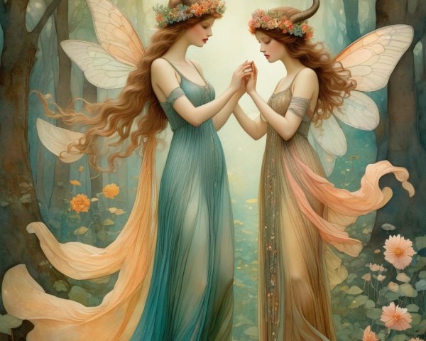 Ethereal Fairies in a Mystical Forest Setting
