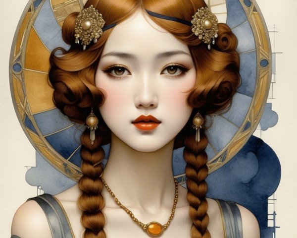 Young Woman with Braided Hair and Elegant Attire