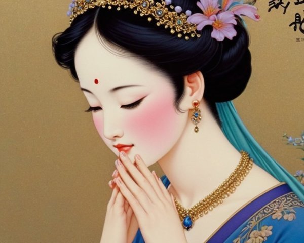 Woman in Traditional Attire with Elegant Jewelry