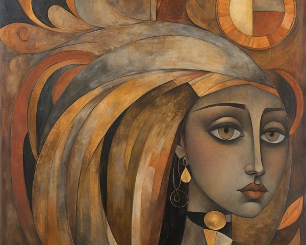 Stylized Portrait of a Woman with Earthy Tones
