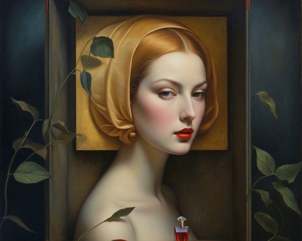 Portrait of a Young Woman with Nature Elements
