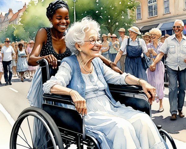 Joyful Street Celebration with Diverse Community Gathering
