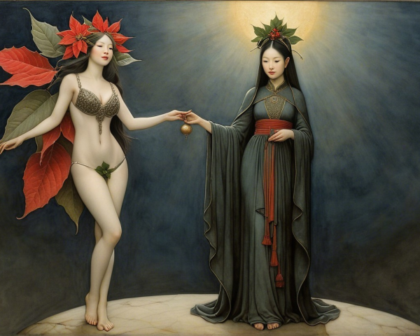 Ethereal Figures in Nature-Inspired Artwork