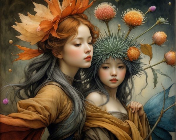 Ethereal Women with Natural Elements in Soft Hues