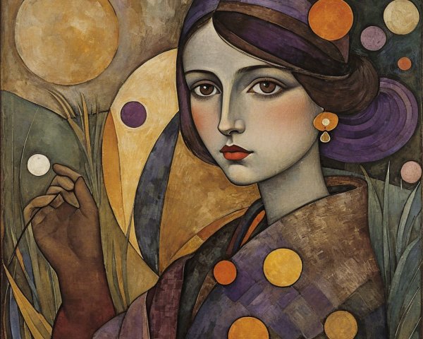 Stylized Portrait of a Woman with Abstract Background