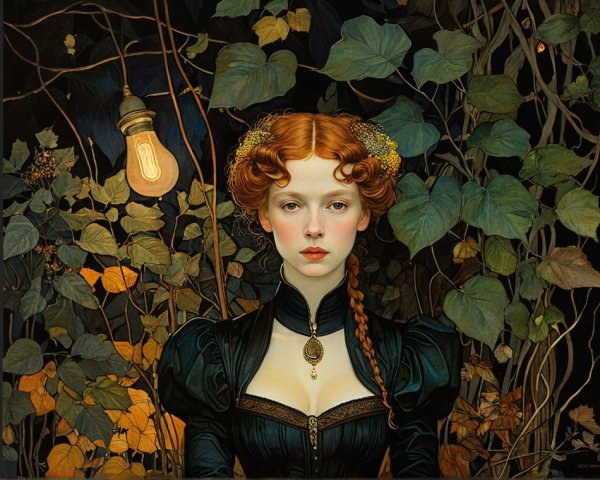 Renaissance Portrait of Young Woman with Red Hair