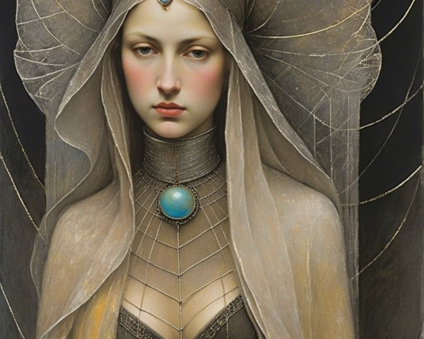 Portrait of a Serene Woman in Elegant Garment