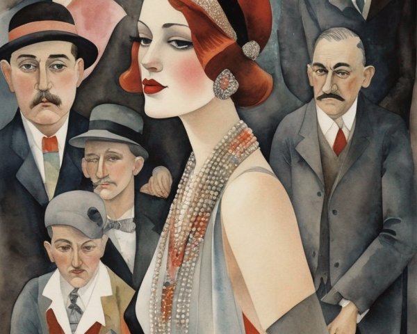 Glamorous 1920s Scene with Elegant Fashion and Atmosphere