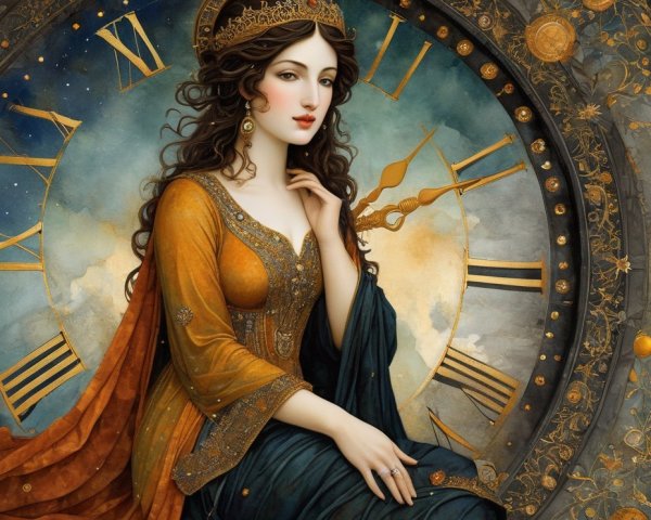 Mystical Figure in Intricate Clockwork Setting