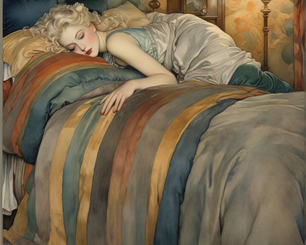 Serene Bedroom Scene with Woman Sleeping Peacefully