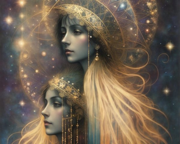 Ethereal Female Figures in Cosmic Dreamlike Art