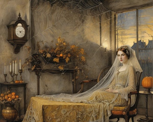 Vintage Bridal Gown in a Serene Elegant Room