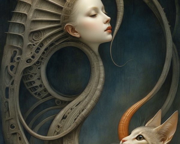 Surreal Woman's Face Integrated with Intricate Design